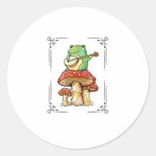 Sticker Rond Conception Artistique de Mycologie de Grenouille d