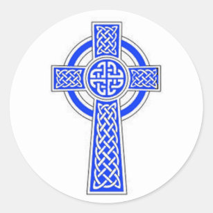 Sticker Rond Conception bleue de croix celtique