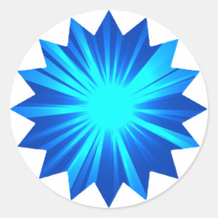 Sticker Rond Conception bleue de starburst sur mignon blanc