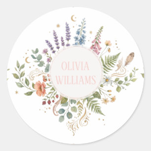 Sticker Rond Conception botanique florale vintage élégante