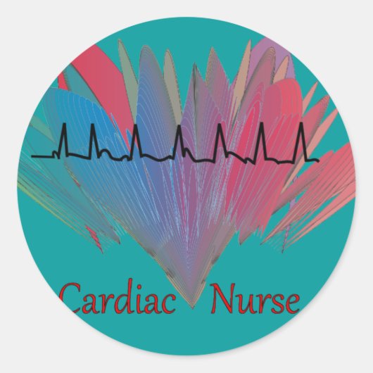 Sticker Rond Conception cardiaque de l'infirmière QRS (Devant)