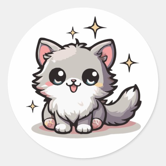 Sticker Rond Conception Cat-Tastic Purr-parfaitement Adorable (Devant)