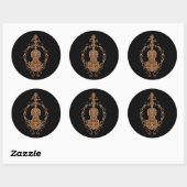 Sticker Rond Conception complexe de violon Brown sur noir (Feuille)