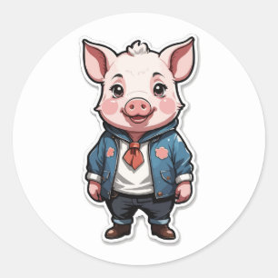 Sticker Rond Conception cool de Piglet - Un compagnon mignon et
