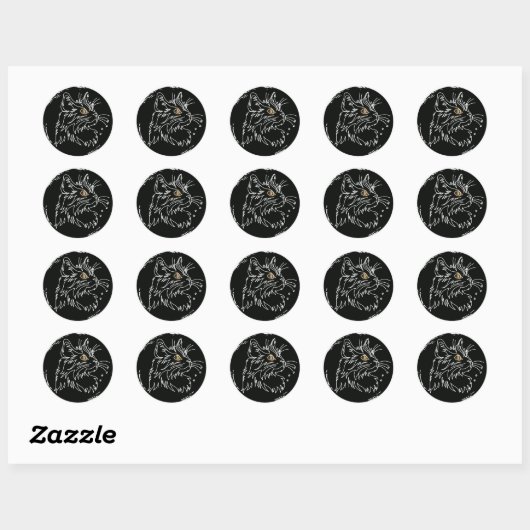 Sticker Rond Conception d'amour de chat mignon (Feuille)