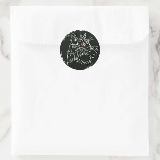 Sticker Rond Conception d'amour de chat mignon (Sac)