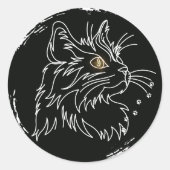 Sticker Rond Conception d'amour de chat mignon (Devant)