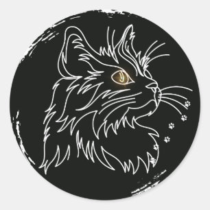 Sticker Rond Conception d'amour de chat mignon