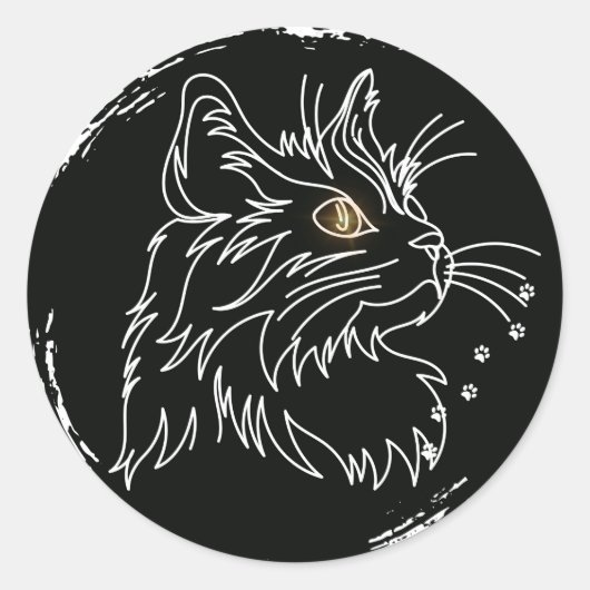 Sticker Rond Conception d'amour de chat mignon (Devant)