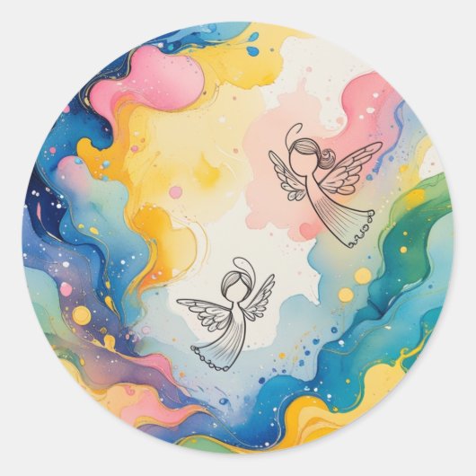 Sticker Rond Conception d'anges (Devant)