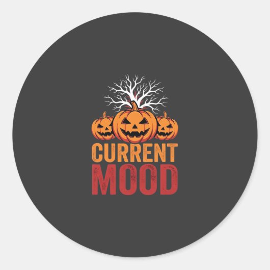 Sticker Rond Conception d'arbre de citrouille d'humeur actuelle (Devant)