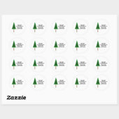 Sticker Rond Conception d'arbre de Noël vert funky (Feuille)