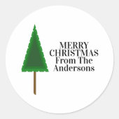 Sticker Rond Conception d'arbre de Noël vert funky (Devant)