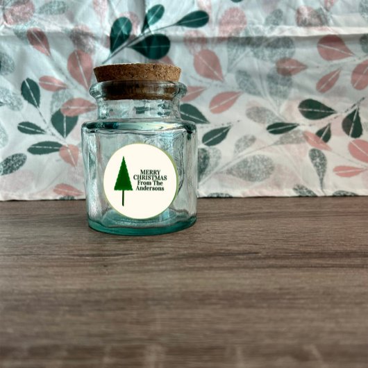 Sticker Rond Conception d'arbre de Noël vert funky