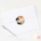 Sticker Rond Conception d'arbre de palmier de coucher de soleil (Enveloppe)