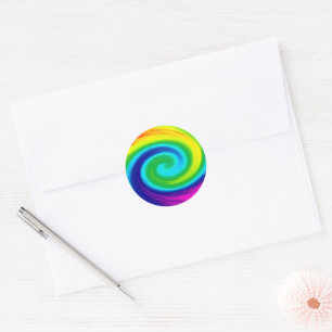 Sticker Rond Conception d'art abstrait de tourbillon arc-en-cie