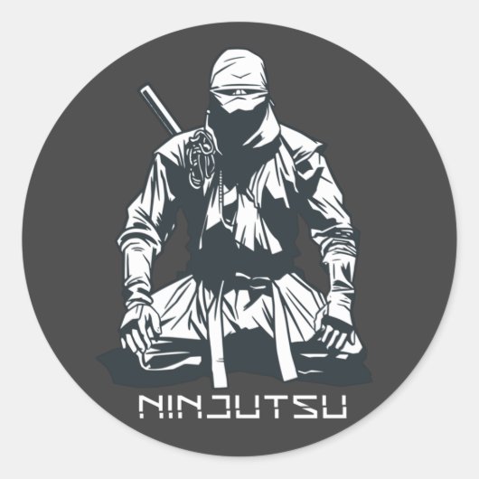 Sticker Rond Conception d'Assassin Ninjutsu Japonais Ninja (Devant)
