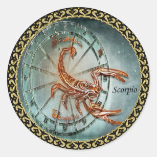 Sticker Rond Conception d'astrologie de zodiaque de Scorpion