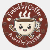 Sticker Rond Conception d'autocollant Cute Coffee Vibes (Devant)