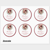 Sticker Rond Conception d'autocollant de mariage classique roug (Feuille)