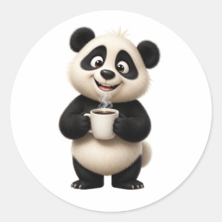 Sticker Rond Conception d'autocollant de panda mignon amateur d