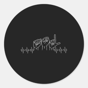 Sticker Rond Conception de battement de coeur Asl pour la journ