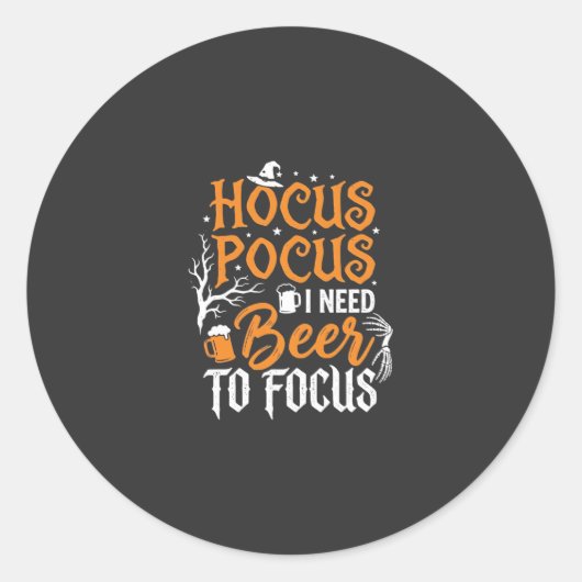 Sticker Rond Conception de bière Hocus Pocus Halloween_1 (Devant)