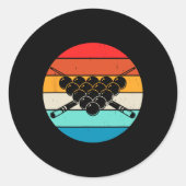 Sticker Rond Conception De Billard De Piscine Rétro Avec Coeurs (Devant)