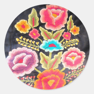 Sticker Rond Conception de broderie mexicaine