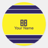 Sticker Rond Conception de Burlap personnalisable en rayures ja (Devant)