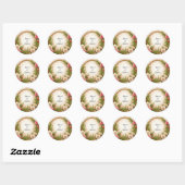 Sticker Rond Conception de cadre floral vibrant (Feuille)