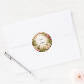 Sticker Rond Conception de cadre floral vibrant (Enveloppe)