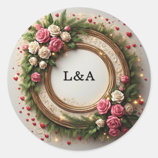 Sticker Rond Conception de cadre floral vibrant (Devant)
