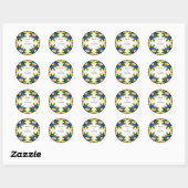 Sticker Rond Conception de cadre floral vibrant (Feuille)