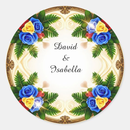 Sticker Rond Conception de cadre floral vibrant (Devant)