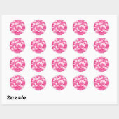 Sticker Rond Conception de caméscopes rose et blanc (Feuille)
