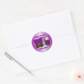 Sticker Rond Conception de camion violet pour anniversaire pers (Enveloppe)