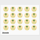 Sticker Rond Conception de caricature de jeu de brocoli Cute (Feuille)
