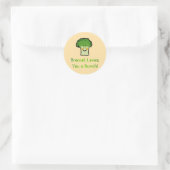 Sticker Rond Conception de caricature de jeu de brocoli Cute (Sac)