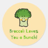 Sticker Rond Conception de caricature de jeu de brocoli Cute (Devant)