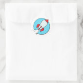 Sticker Rond Conception de caricature Rocket Ship (Sac)