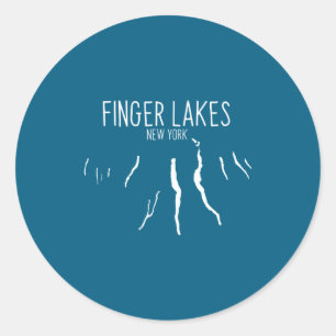 Sticker Rond Conception de carte des Finger Lakes de New York _