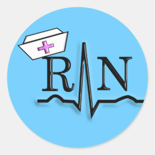 Sticker Rond Conception de casquette d'infirmière de RN QRS