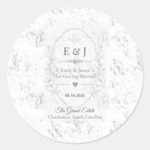 Sticker Rond Conception de célébration de mariage romantique de