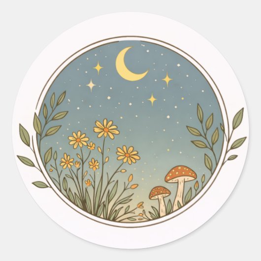 Sticker Rond Conception de cercle de jardin au clair de lune (Devant)