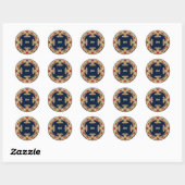 Sticker Rond Conception de cercle floral orné doré (Feuille)
