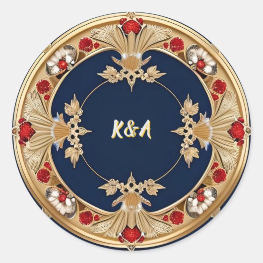 Sticker Rond Conception de cercle floral orné doré (Devant)