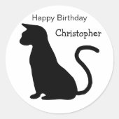 Sticker Rond Conception de chat Anniversaire (Devant)