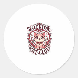 Sticker Rond Conception de chat drôle de la Saint-Valentin - Ch