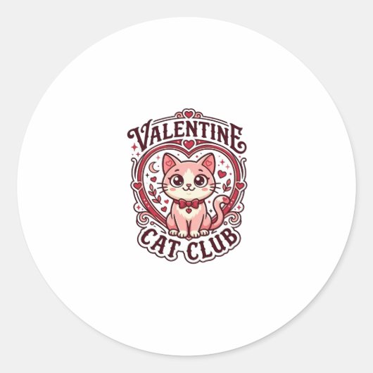 Sticker Rond Conception de chat drôle de la Saint-Valentin - Ch (Devant)
